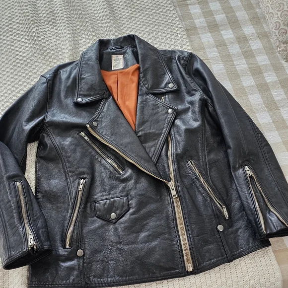 NWOT FREE PEOPLE JEALOUSY LEATHER MOTO JACKET Sz Large - Picture 13 of 16